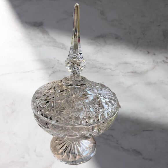 Vintage Star of David Leaded Crystal Stemmed Candy Dish - Picture 1 of 2